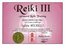 Diplôme Reiki 3ème degré, Borgo, Sylvia Micaelli